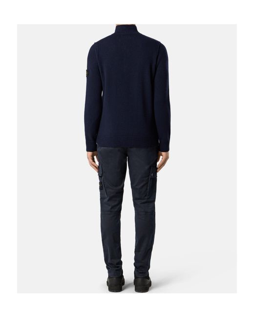 Stone Island Blue Logo Patch High Neck Sweater for men
