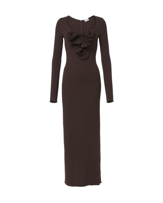 Magda Butrym Brown Floral-Applique Jersey Maxi Dress