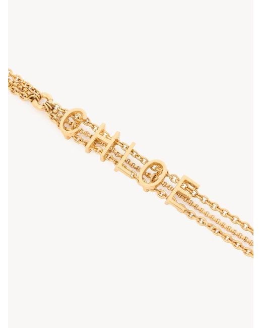 Chloé White Chloé Chain Logo Lettering Necklace