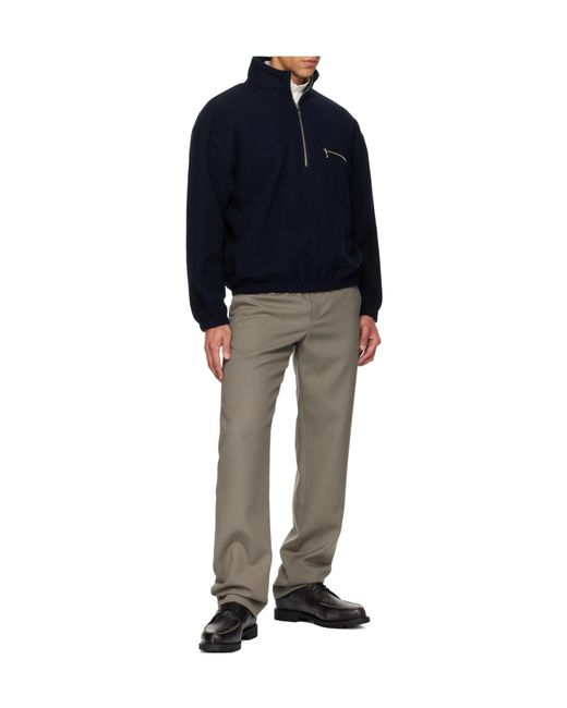 Rier Blue Half-Zip Fleece Sweatshirt for men