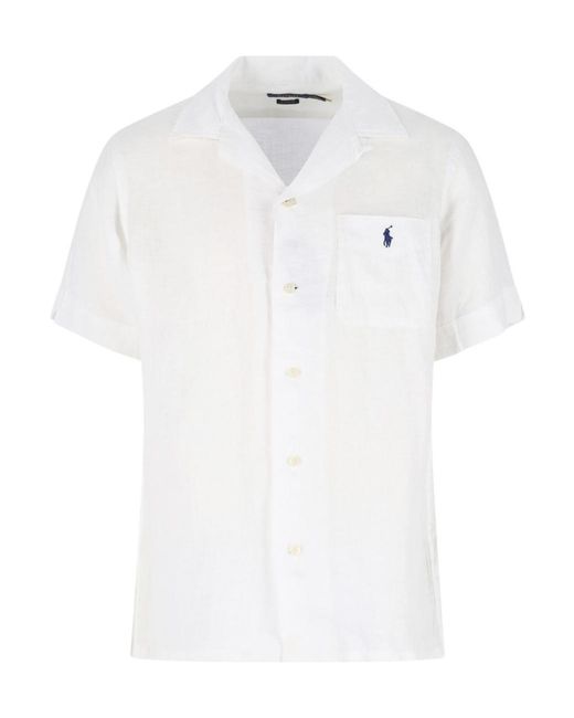 Polo Ralph Lauren White Pony Embroidered Short-Sleeved Shirt for men
