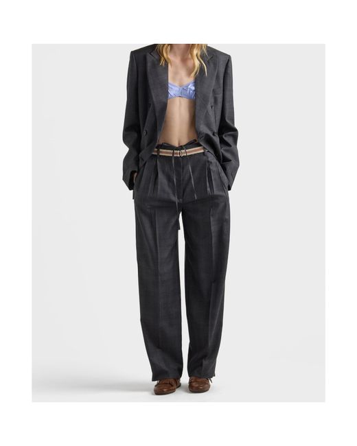 Prada Blue Double-Breasted Belted Blazer