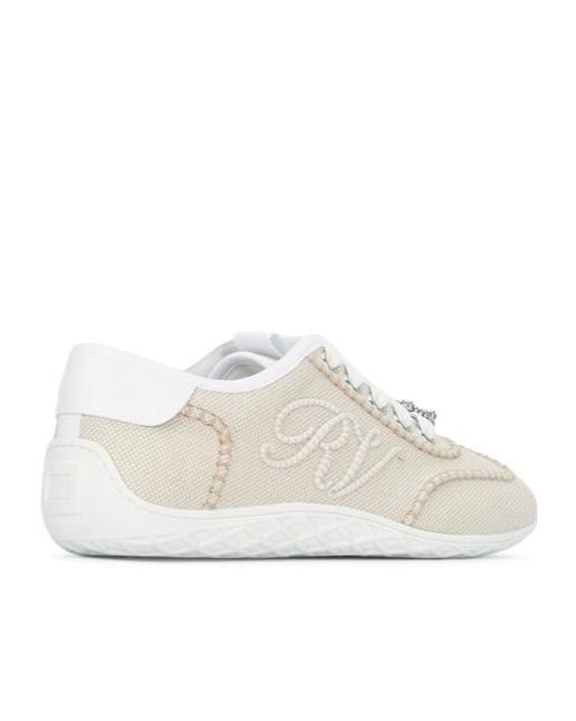 Roger Vivier White Viv Up Low Embellished Sneakers