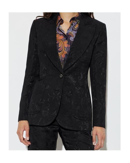 Etro Black Long-Sleeve Casual Jacket