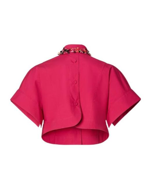 Fendi Pink Sequin-Embellished Cropped Shirt