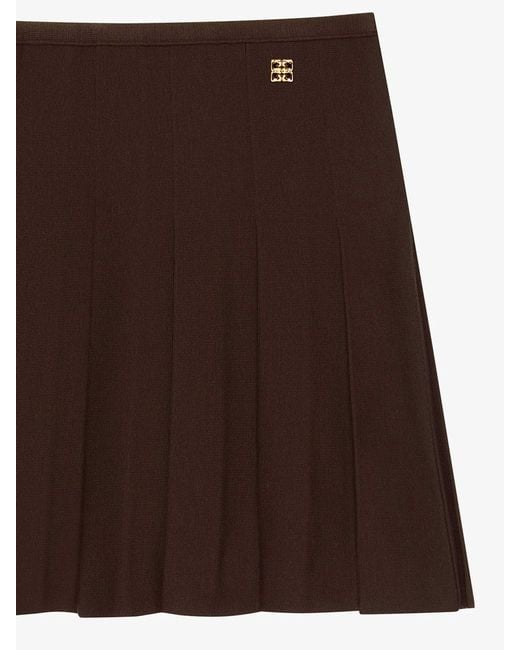 Givenchy Brown 4G Plaque Mini Pleated Skirt