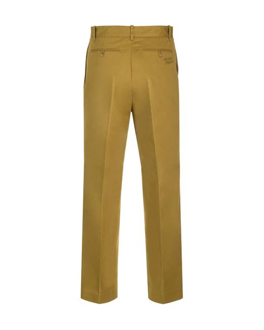 Maison Kitsuné Natural Maison Kitsuné Logo Embroidered Straight-Leg Chinos for men