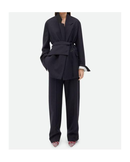 Bottega Veneta Blue Striped Belted Jacket