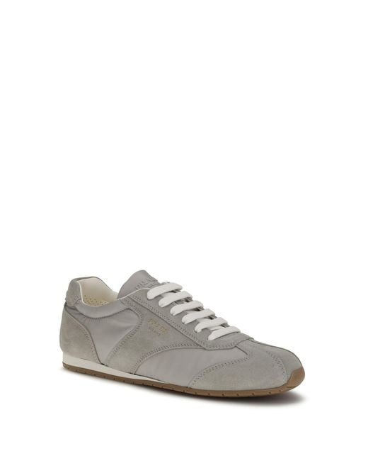 Prada Gray Logo-Detailed Lace-Up Sneakers for men