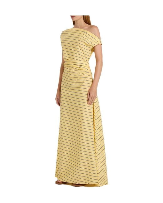 Staud Metallic Stripe Off-The-Shoulder Dress