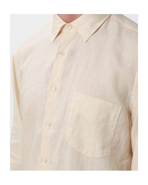 Aspesi Natural Long-Sleeve Linen Shirt for men
