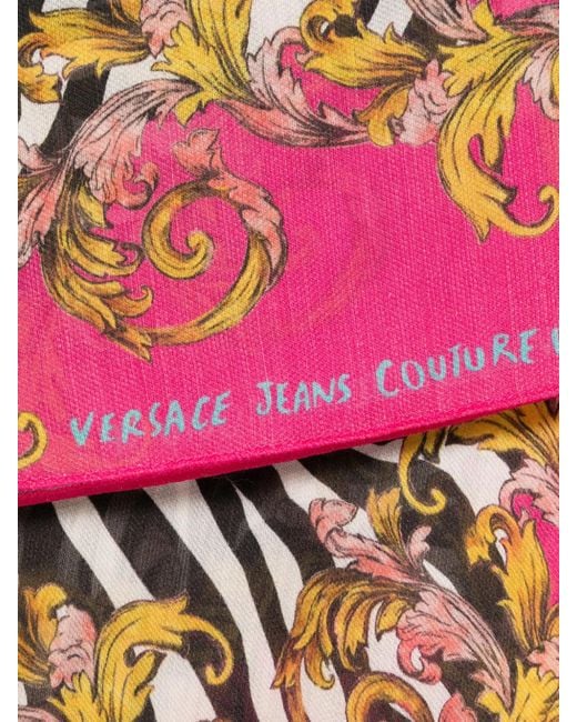 Versace Jeans Pink Animalier Barocco-Print Scarf