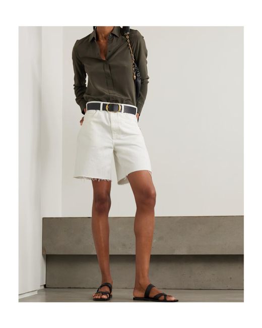 Nili Lotan White Russel Raw Edge Denim Shorts