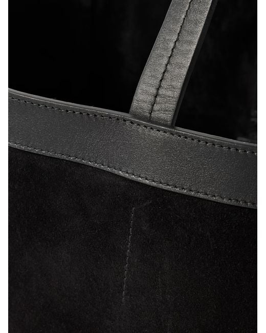 Nili Lotan Black Loren Leather-Trimmed Suede Tote