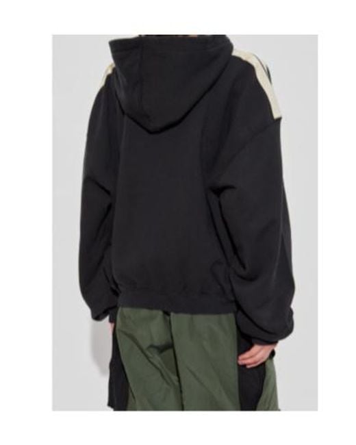 Palm Angels Black Stripe-Detail Logo-Print Hoodie