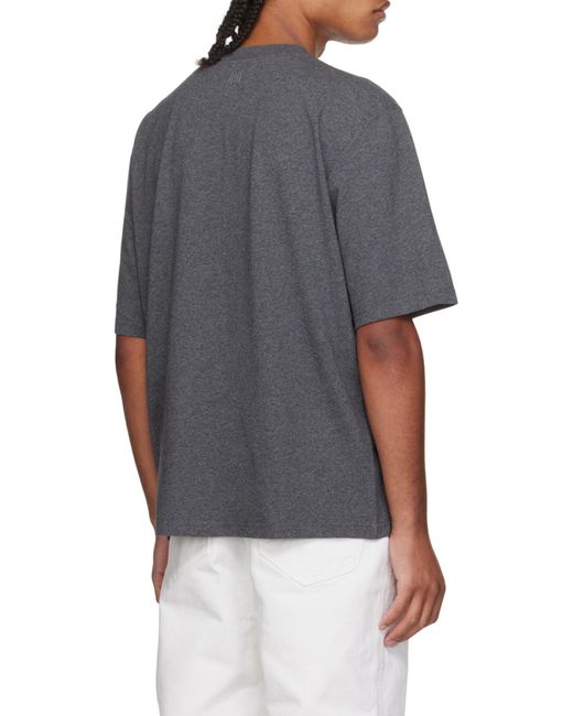 AMI Gray Logo-Patch Oversized T-Shirt for men