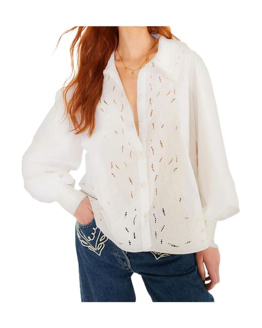 Farm Rio White Button-Fastening Blouse