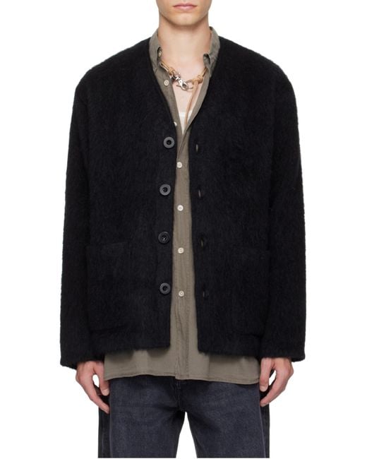 Our Legacy Black V Neck Knit Cardigan for men