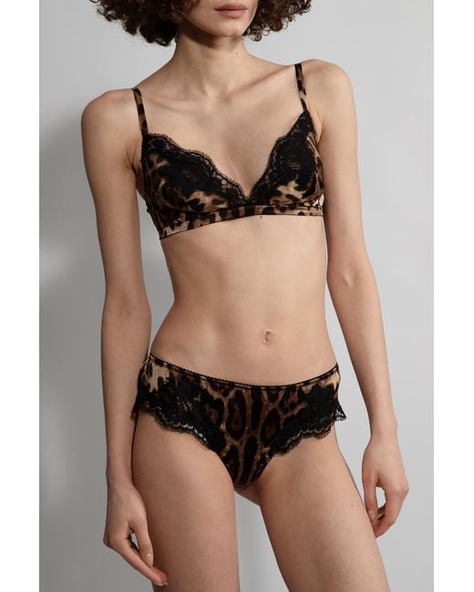 Dolce & Gabbana Black Leopard-Printed Sweetheart Neck Bra