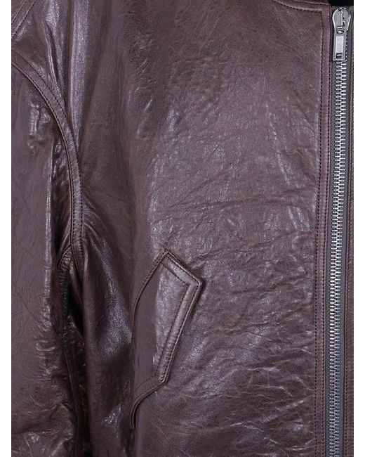Rick Owens Purple Long-Sleeve Leather Jacket for men