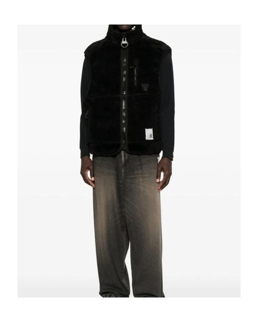 Maison Mihara Yasuhiro Black Faux-Shearling Sleeveless Jacket for men