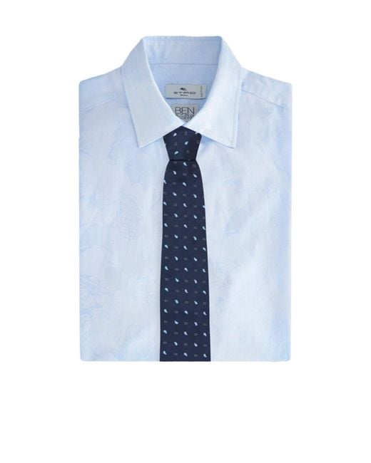 Etro Blue Logo Patch Pointed Tie for men