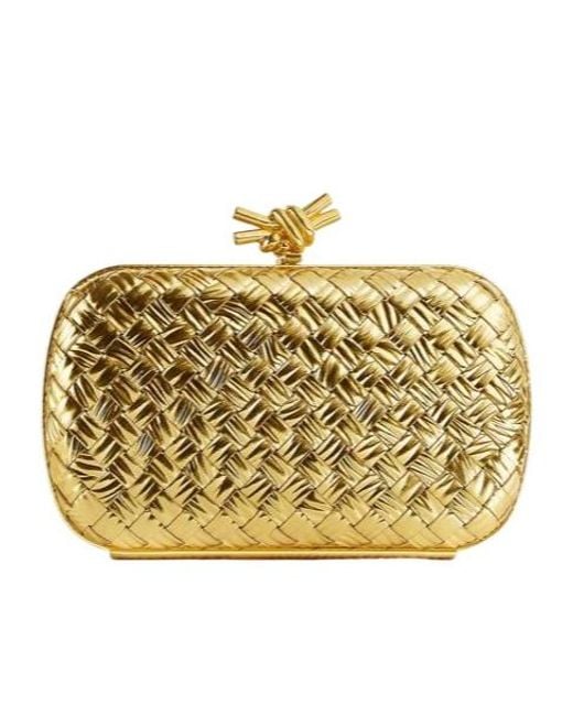 Bottega Veneta Metallic Knot Clutch Bag