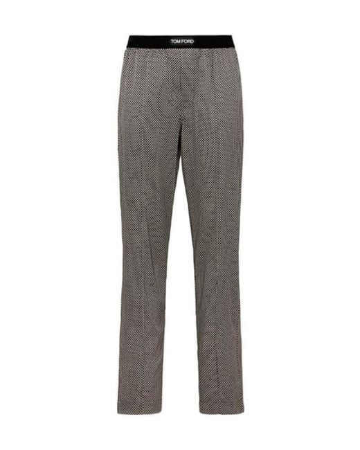Tom Ford Gray Graphic Print Silk Pajama Pants for men