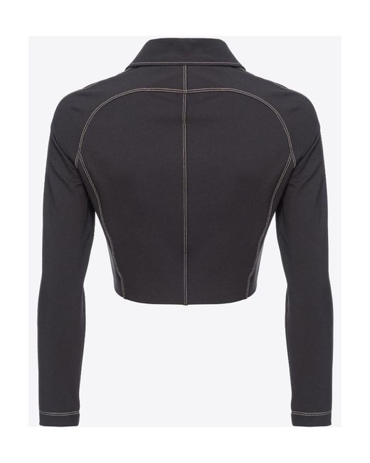 Pinko Blue Long-Sleeved Zipped Cropped Jacket