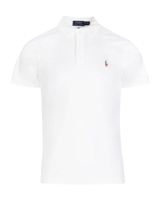 Polo Ralph Lauren White Embroidered Logo Polo Shirt for men