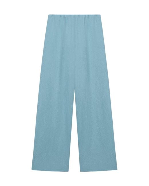 Nanushka Blue Straight-Leg Satin Trousers