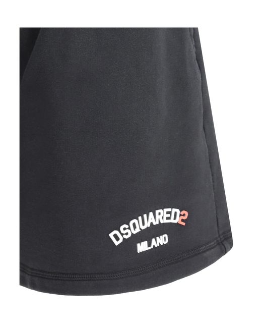 DSquared² Gray Logo-Printed Elasticated Waistband Shorts for men