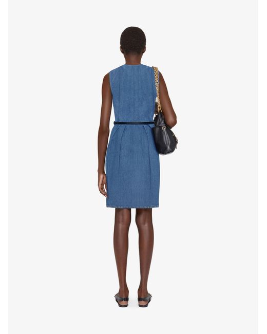 Givenchy Blue Sleeveless Belted Denim Dress