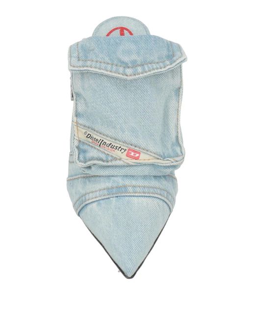 DIESEL Blue Simple Denim-Colored Mules
