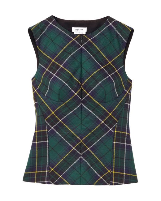 Alexander McQueen Green Wool Tartan Top