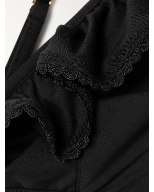 Melissa Odabash Black Pompano Ruffled Scalloped Bikini Top