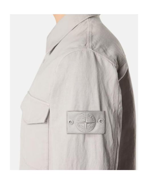 Stone Island Gray Collared Long-Sleeve Shirt for men