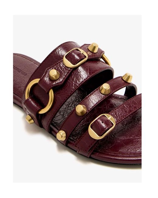 Balenciaga Brown Stud Detailed Slip-On Sandals