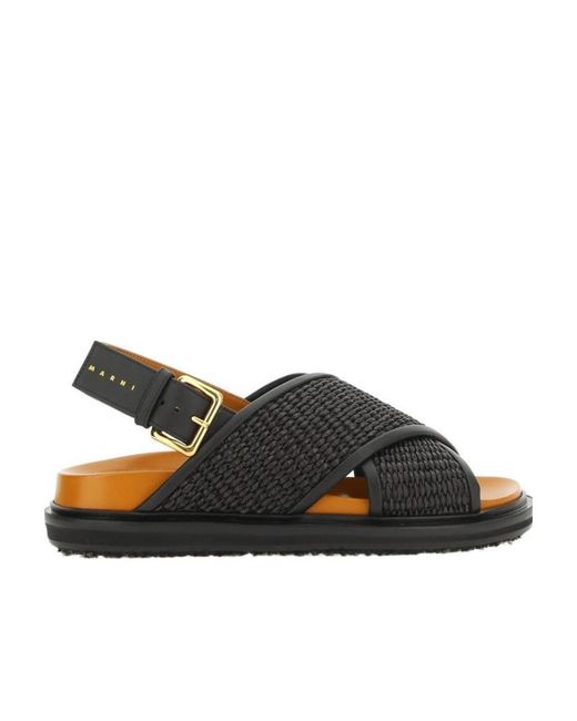Marni Black Fussbett Cross-Strap Sandals