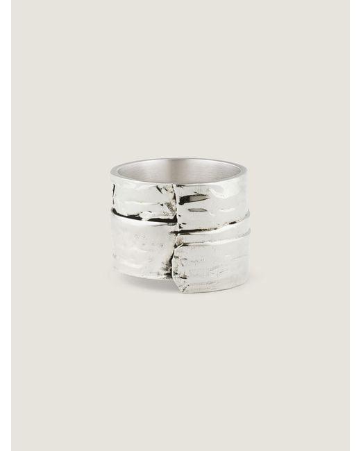 Givenchy White Paris 1952 Logo Engraved Tape Ring for men