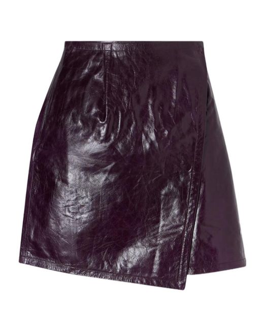 Co. Purple Leather Mini Wrap Skirt