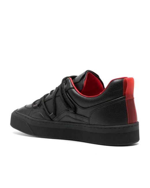 Ferrari Black Lace-Up Low-Cut Casual Shoes for men