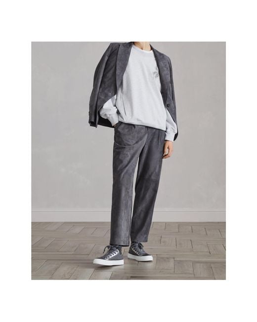 Brunello Cucinelli Gray Single-Breasted Suede Blazer