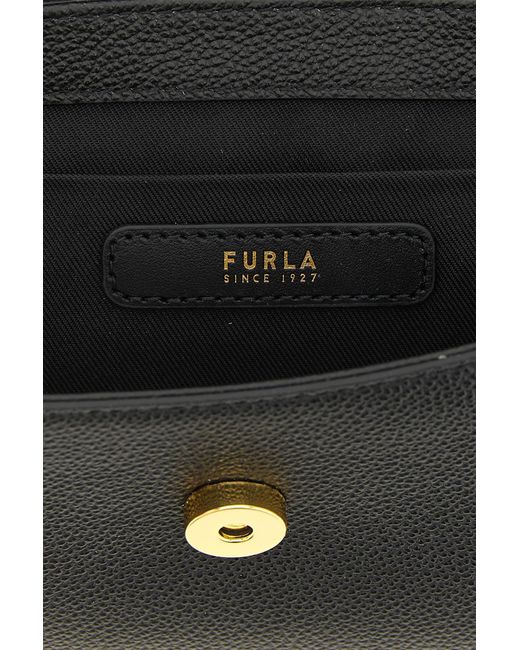 Furla Black Moonlight Grained Leather Tote Bag