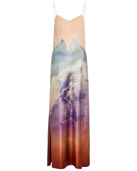 Gabriela Hearst Red Adolphine Printed Lace And Silk Maxi Dress