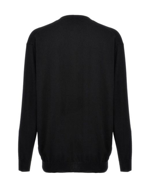 Prada Black Long-Sleeved V-Neck Jumper for men