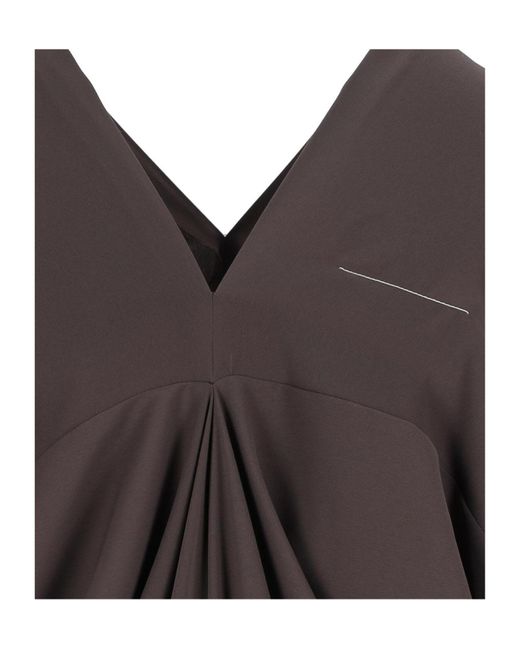 MM6 by Maison Margiela Brown V-Neck Midi Dress
