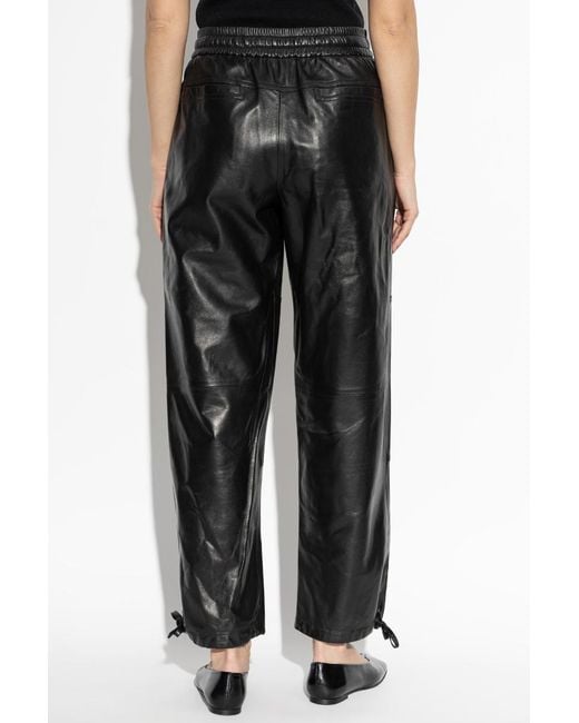 Jil Sander Black Drawstring Leather Trousers