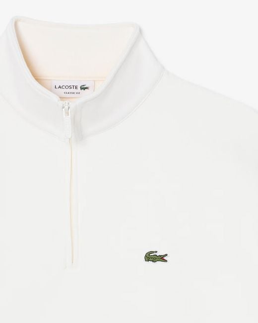 Lacoste White Logo Patch Half-Zip Sweatshirt for men