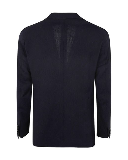 Tagliatore Blue Notched-Lapels Single-Breasted Blazer for men